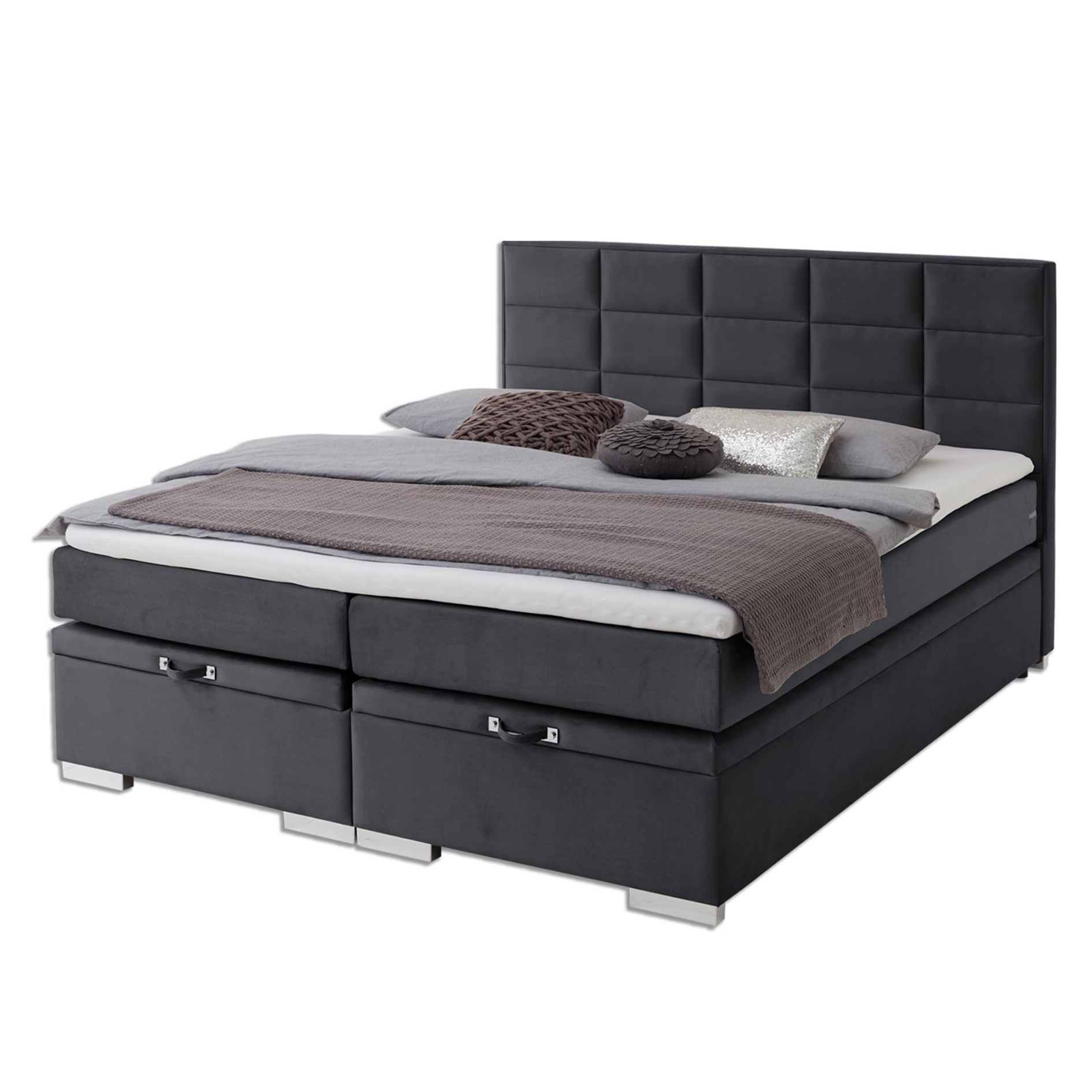 Boxspringbett - grau - H3 - 140x200 cm