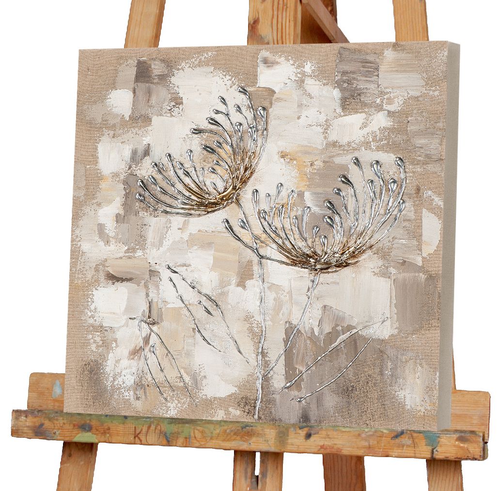 Gemälde CHRYSANTHEMEN SILBER