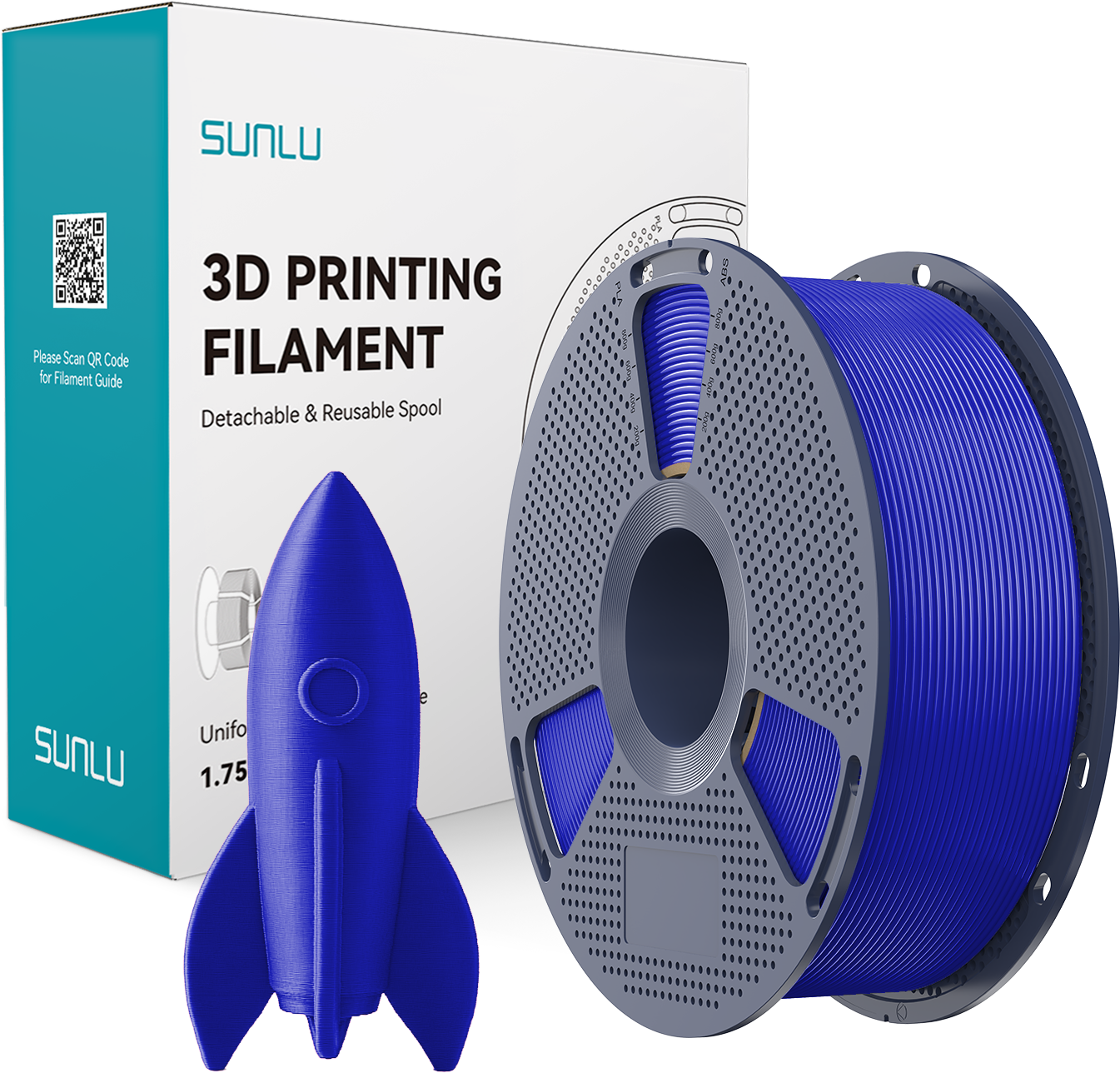 SUNLU  High-Speed PLA Klein Blue, 1,75 mm / 1000 g    PLA Filament speziell für den Hochgeschwindigkeitsdruck in Klein Blue