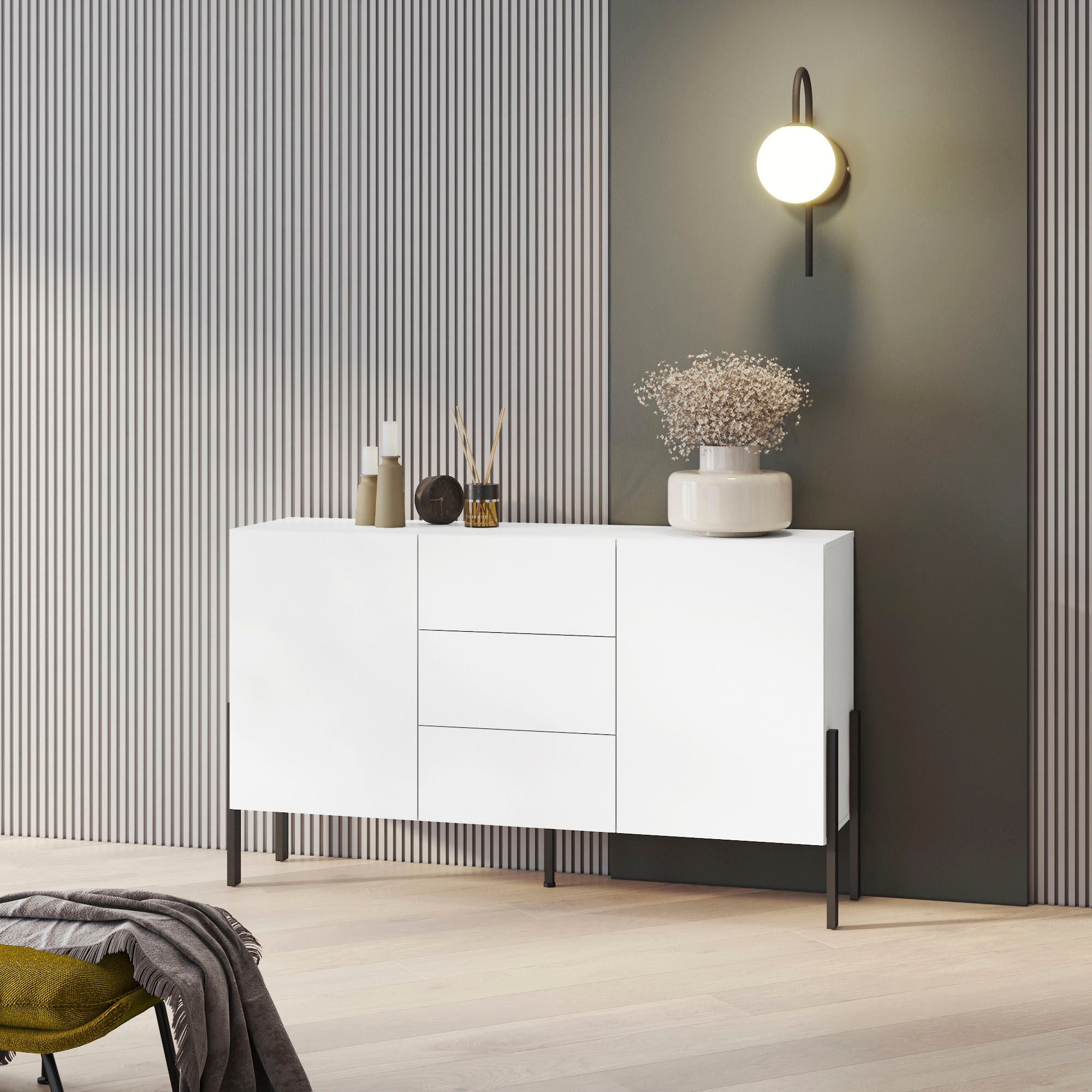 INOSIGN Sideboard »Jukon, Breite 150 bzw.180 cm, moderne grifflose Kommode« Schubladenschrank 2 Türen/3 Schubkästen, push-to-open-Funktion