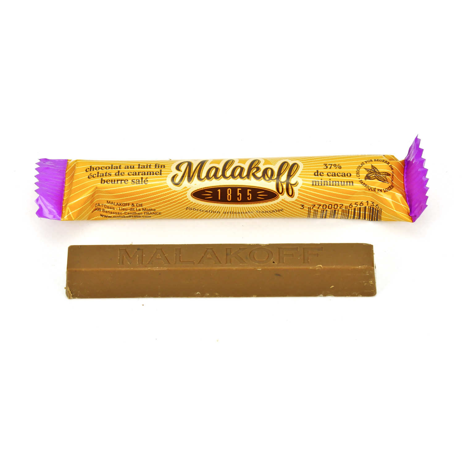 Barre chocolat Malakoff 1855 lait et caramel au beurre salé