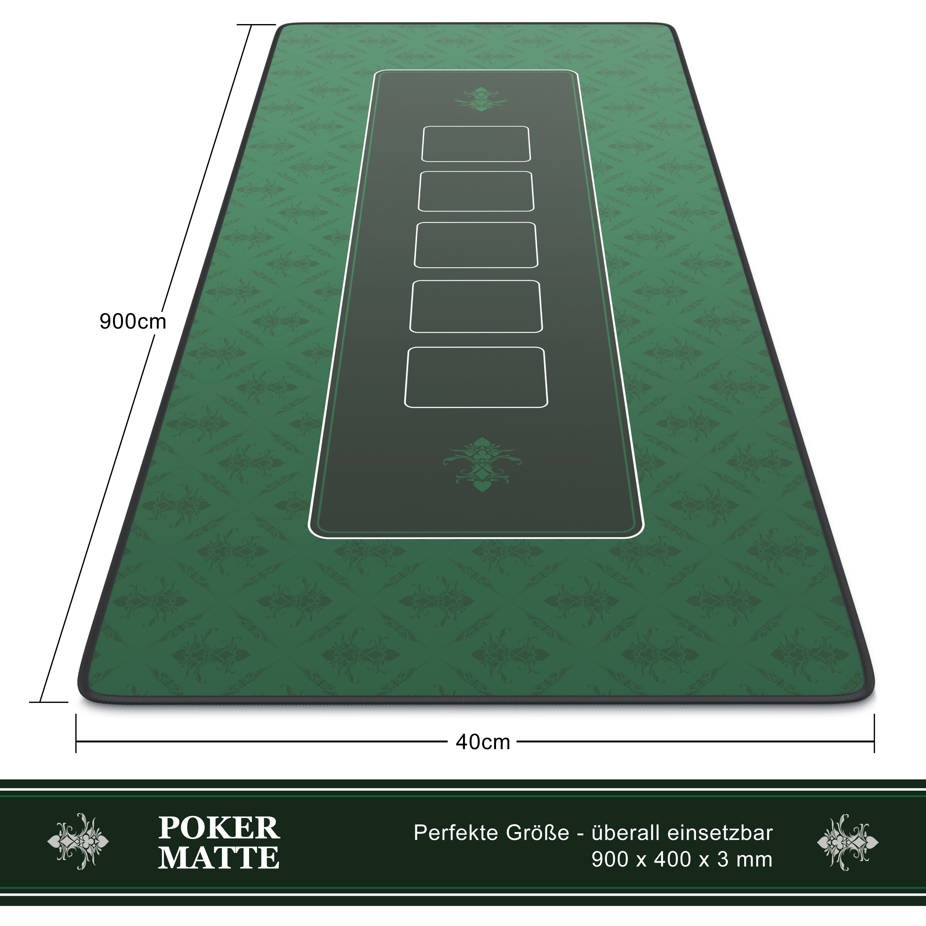 CSL Pokermatte XL Tischauflage für Poker 90 x 40cm / Kartenspiel Matte /Pokertisch Auflage