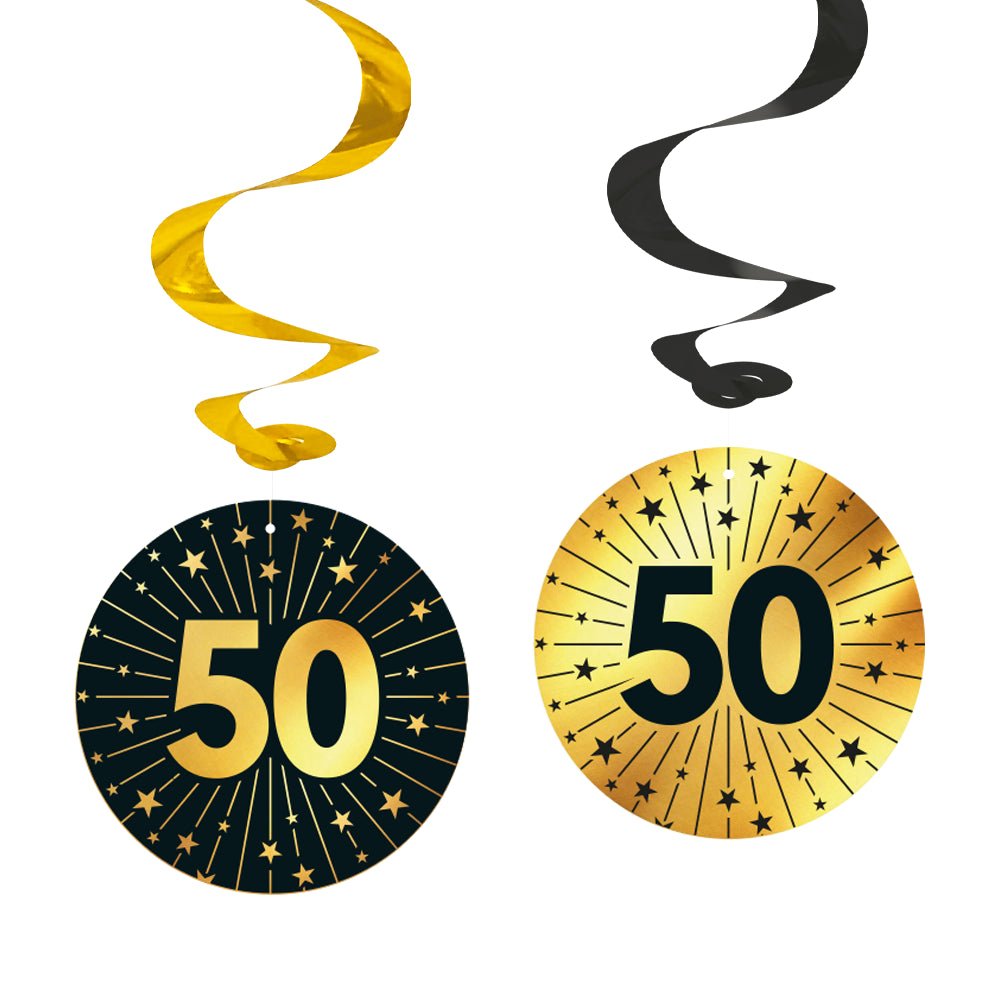 50 Jaar Hangdecoratie Goud Zwart 95cm 4st