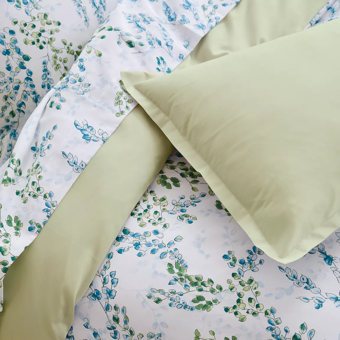 Housse de couette satin de coton (200 x 200 cm) Angèle Vert tilleul