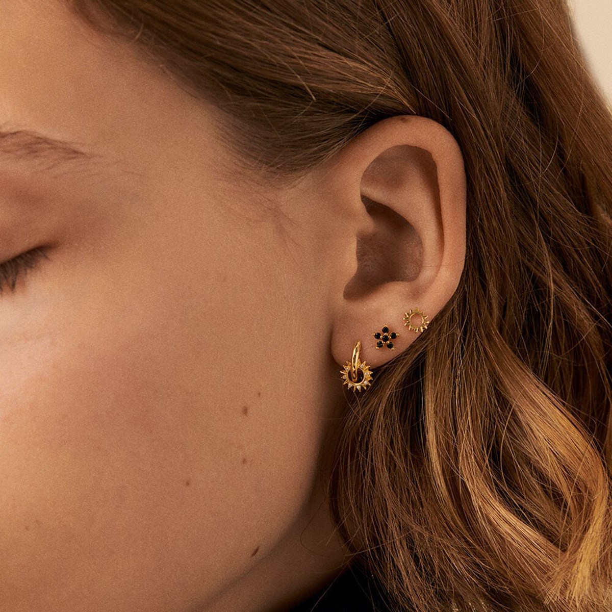 Boucle d'oreille Agatha Minisol aegent doré