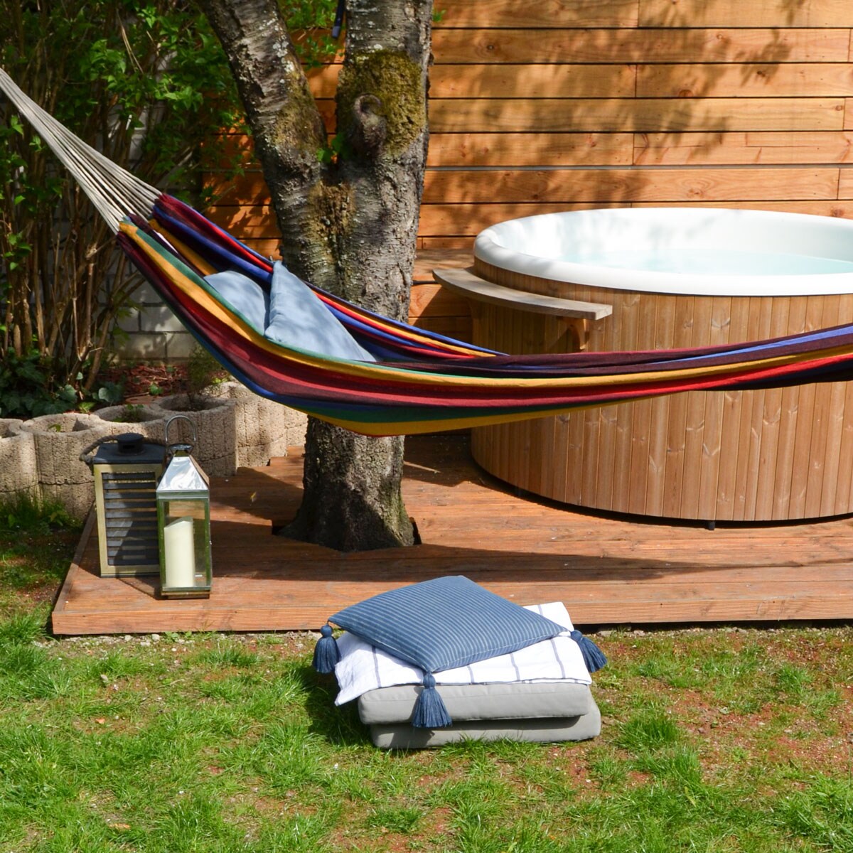 XXL Hängematte für 2 Personen bis 150kg 400x160cm Regenbogen