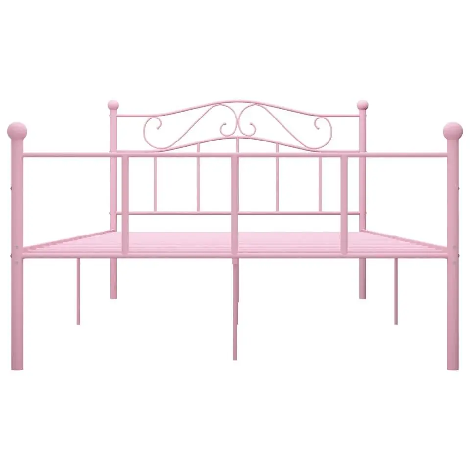 vidaXL - Tweepersoonsbed met hoofdeinde - Roze - Metaal - 160x200 cm