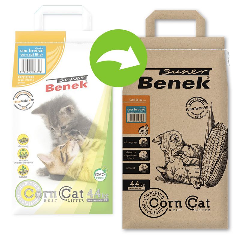 Litière Super Benek Corn Cat, senteur brise marine