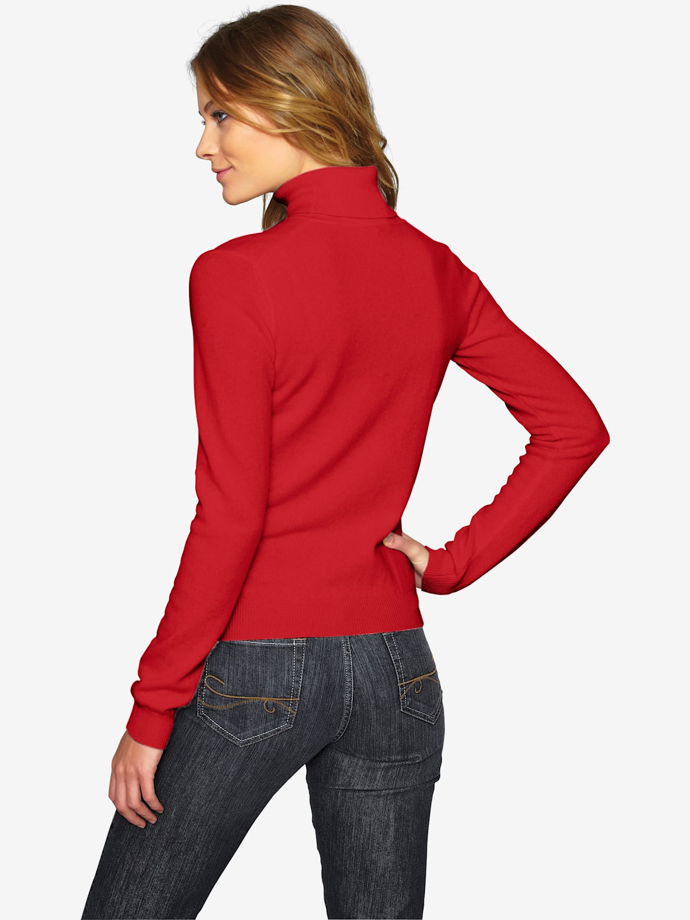 Pull à col roulé superbe basique en pur cachemire