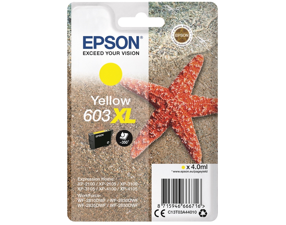 TINTEIRO ORIGINAL EPSON AMARELO 603XL EPSC13T03A44020