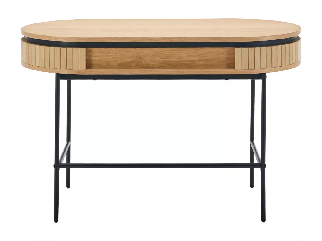 Bureau avec 1 tiroir - Placage chêne - Coloris : Naturel et noir - CARDIONA