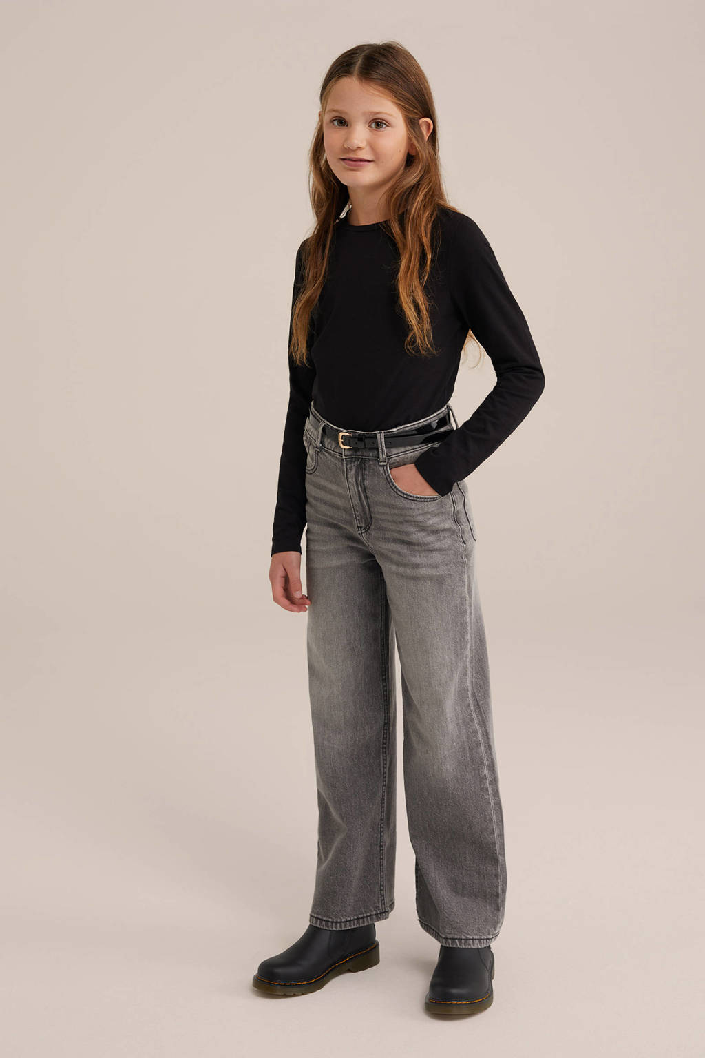 WE Fashion longsleeve - set van 2 zwart/wit