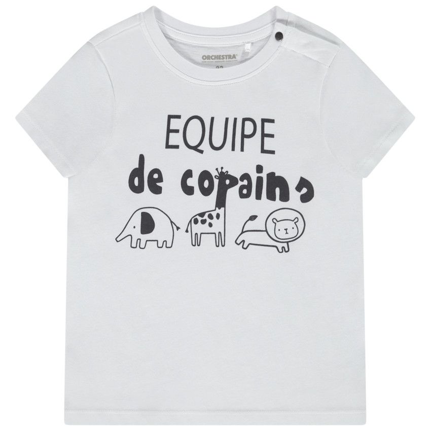 T-shirt manches courtes en jersey print fantaisie pour bébé garçon - Blanc