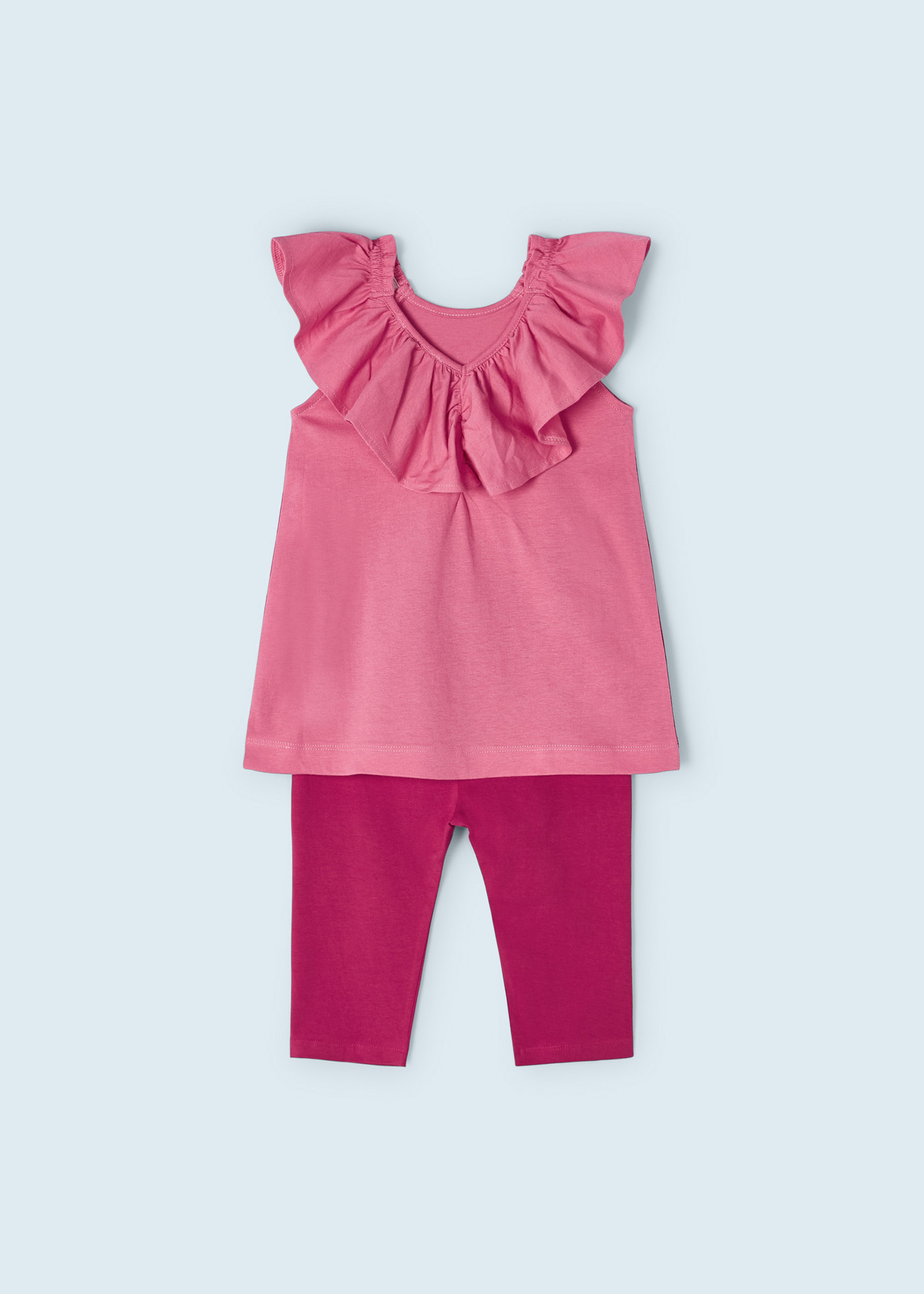 Conjunto de duas peças com calça legging capri de algodão para meninas