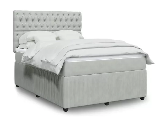 Sommier à lattes de lit et matelas Gris clair 140x190cm Velours
