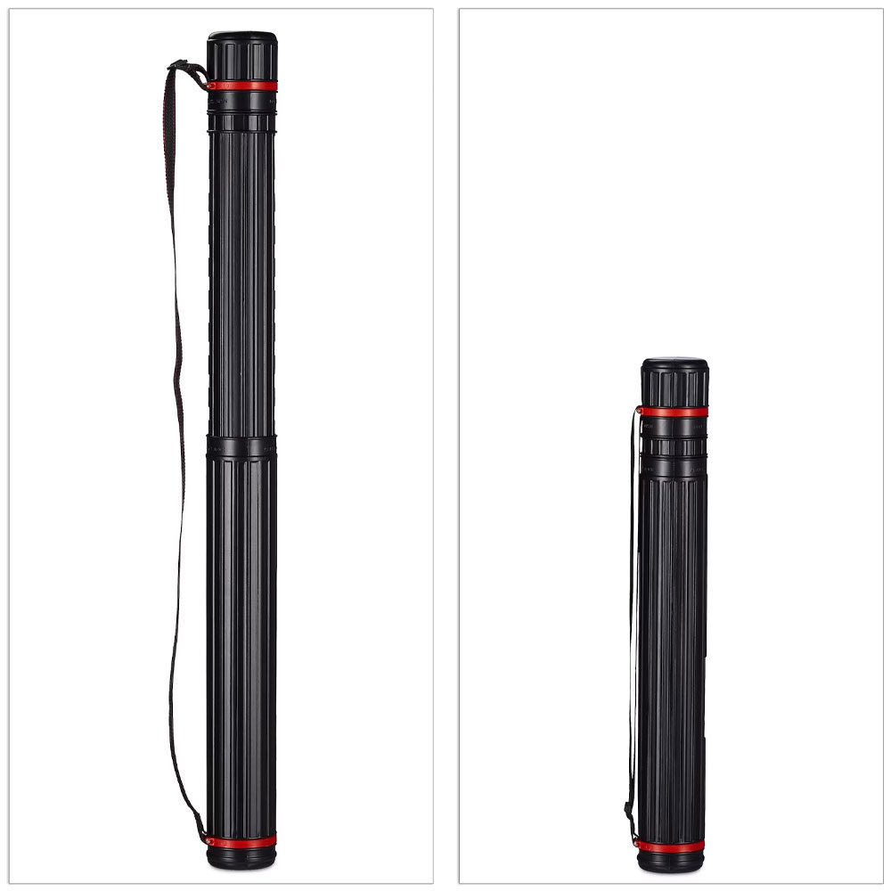 (63-104cm) Ø80mm Planrolle Verstellbare Zeichenrolle mit Tragegurt   Schraubdeckel (66040) - Schwarz