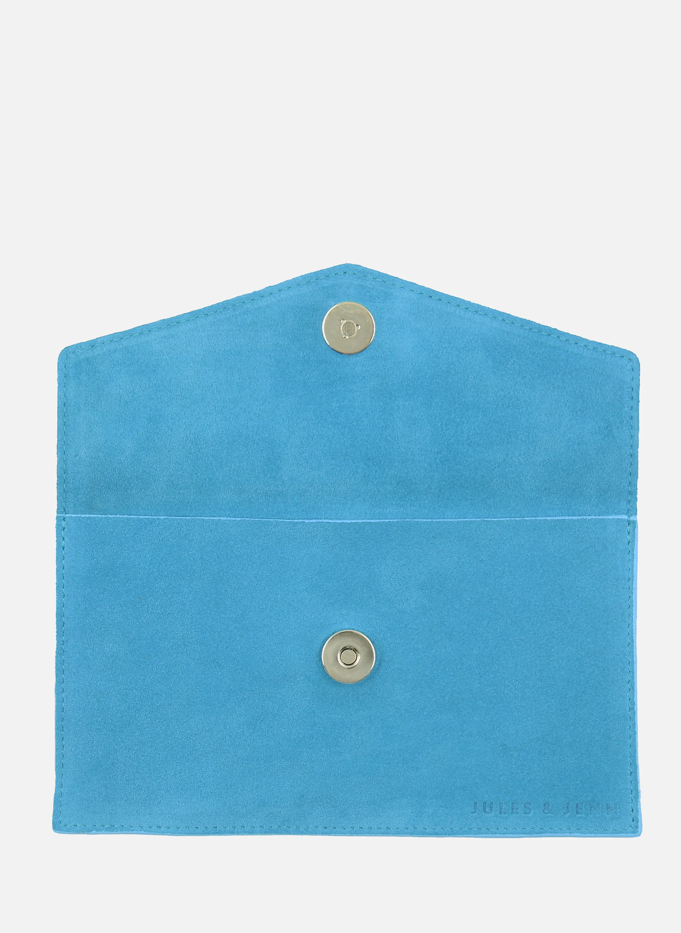 Pochette enveloppe cuir daim upcyclé | Bleu