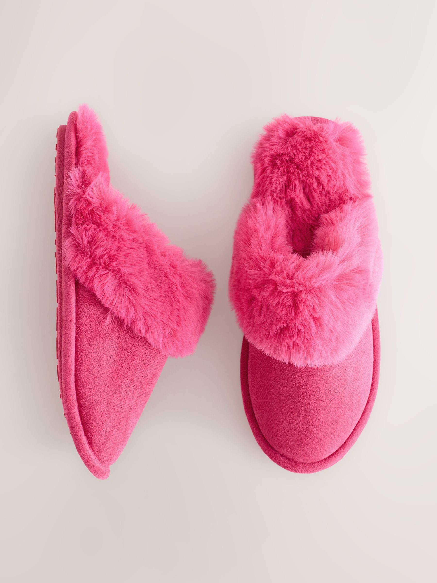 Roze - Faux Fur Suede Mule Slippers