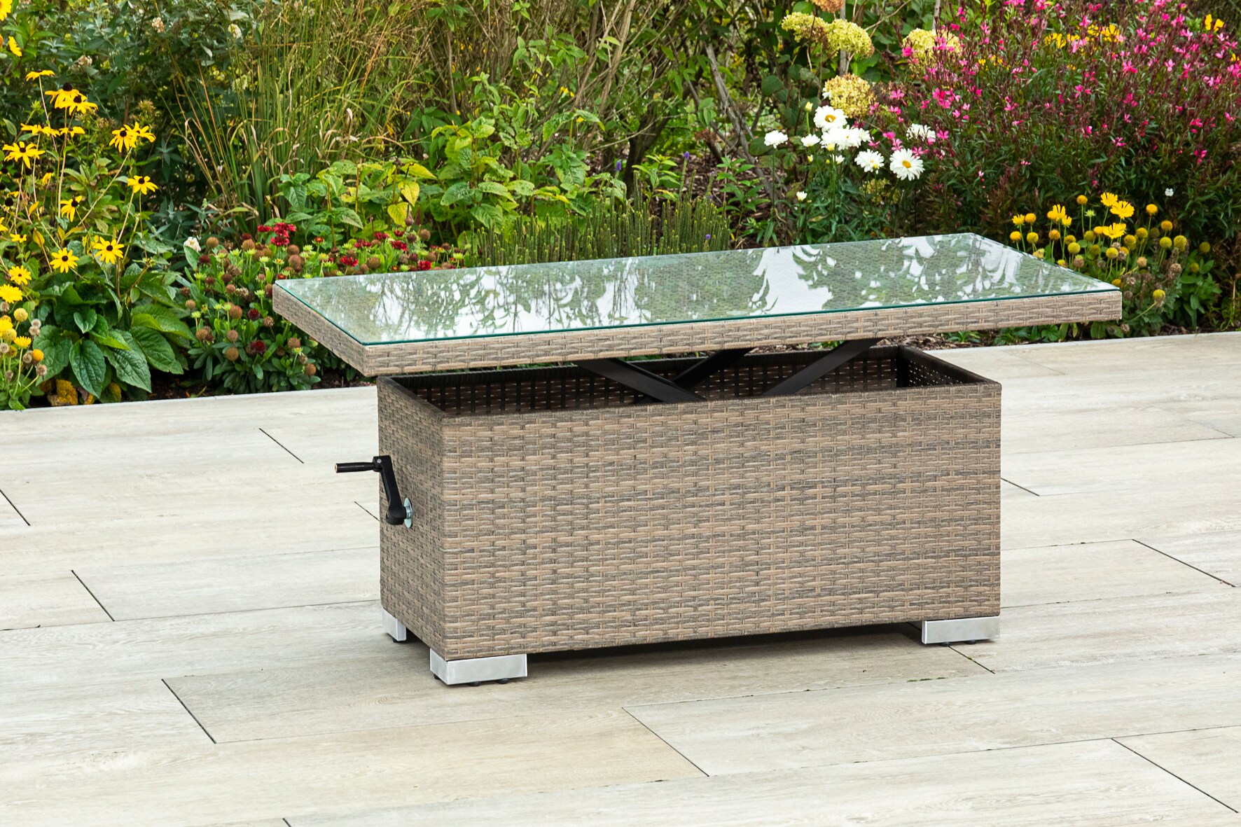 Merxx Bellante Gartentisch höhenverstellbar 4 Personen mit Sicherheitsglasplatte