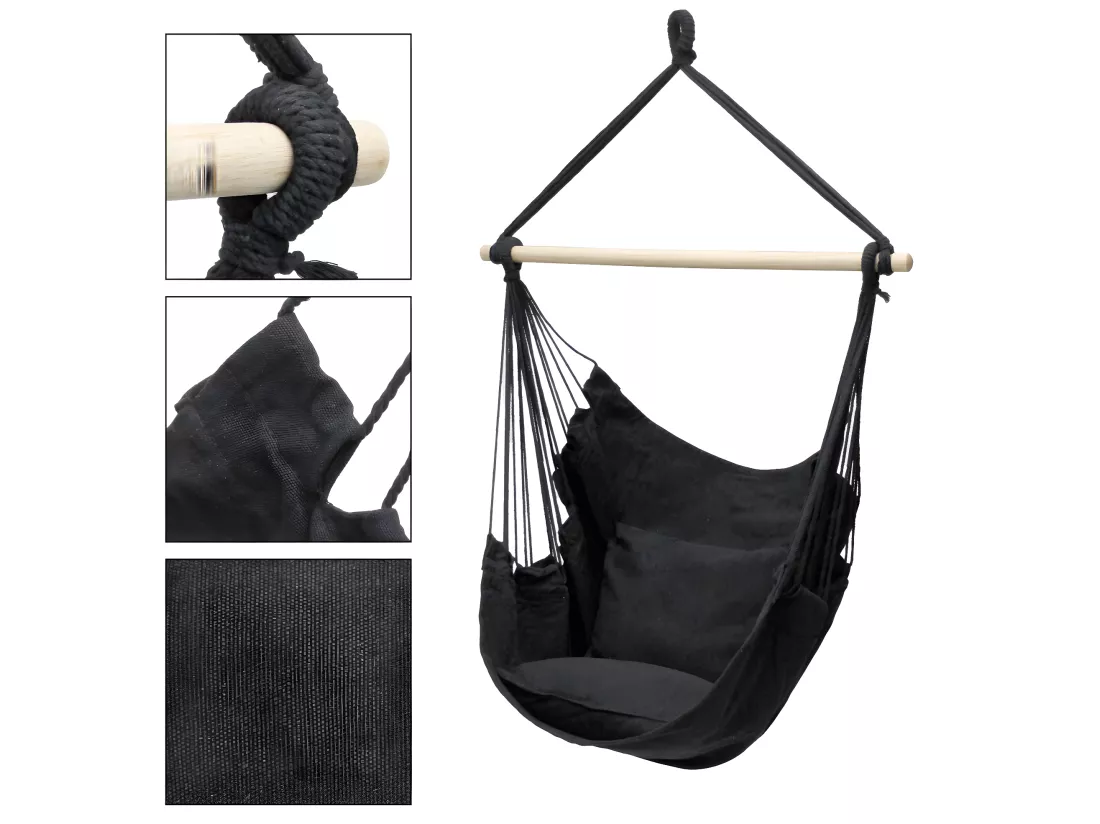 Hamac siège chaise fauteuil suspendu jardin camping anthracite ECD Germany
