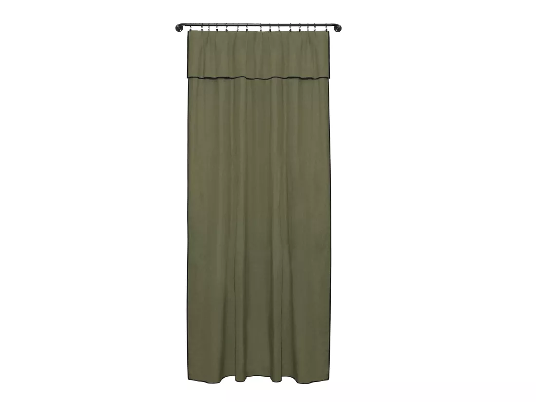 Lot de 2 rideaux en coton et lin - L. 140 x H. 280 cm - Kaki - BORINA