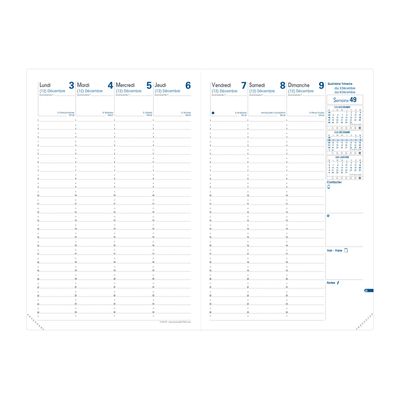 Agenda Impala H24/24 - 1 semaine sur 2 pages - 16 x 24 cm - noir - Quo Vadis