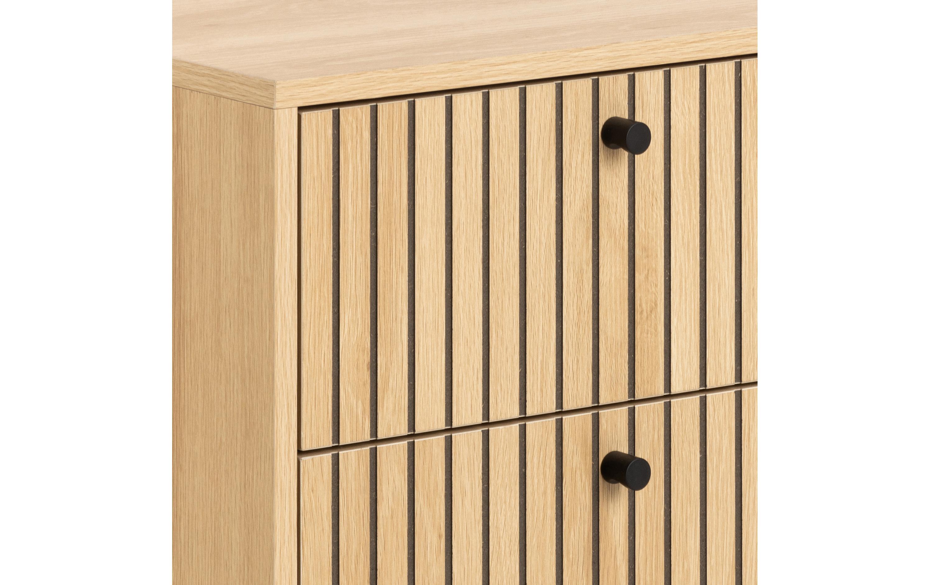 Nachttisch Albany 45.6 x 70 cm, Braun<br>Rechteckiger Nachttisch mit Lamellenfront