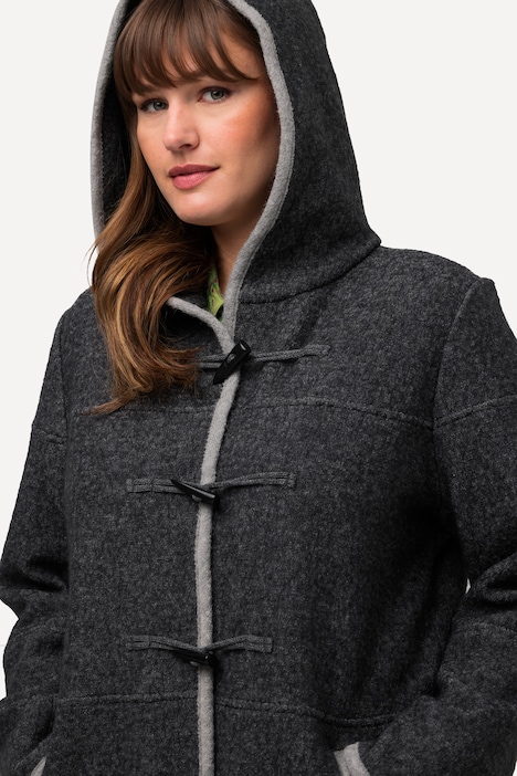 Boiled-Wool-Jacke, Quernähte, Knebelknöpfe, Schmuckpaspel