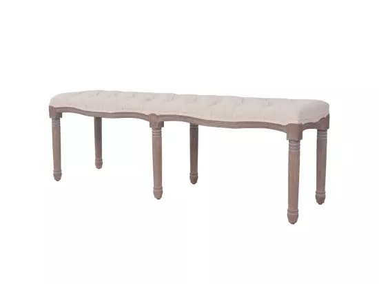 Banc Lin Bois massif 150 x 40 x 48 cm Blanc crème