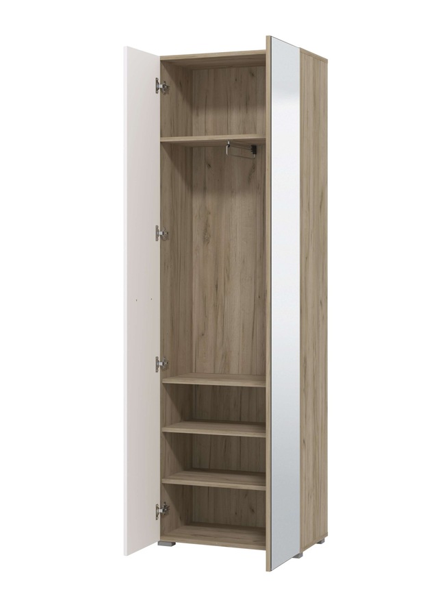 Home affaire Garderobenschrank »Beny Kleiderschrank, Stauraumschrank, Flurschrank, Höhe 193 cm« Hochglanzfronten, Spiegeltür, Breite 60 cm, ausziehbare Kleiderstange