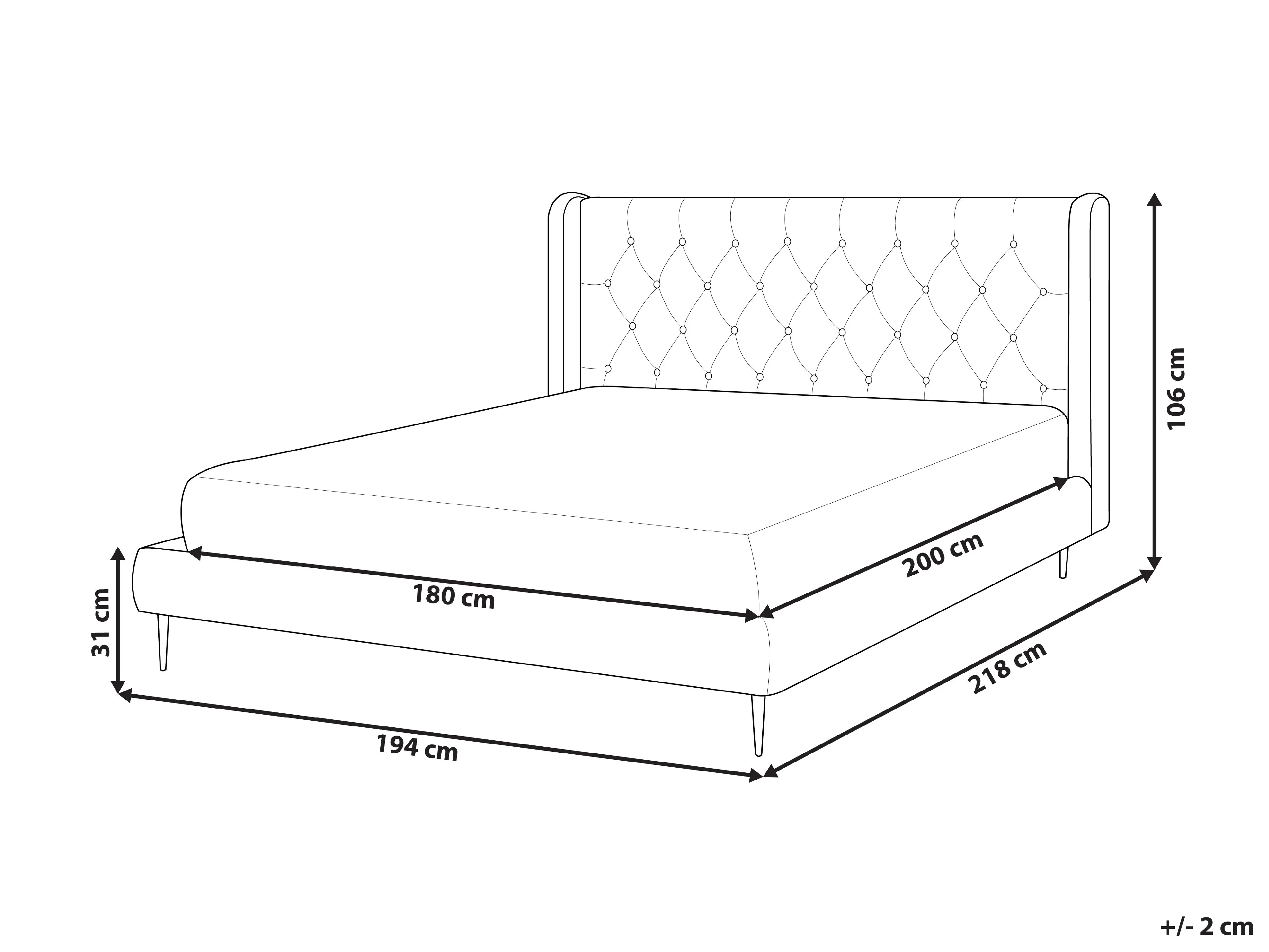 Bed Fluweel FORBACH 180 x 200 cm Beige