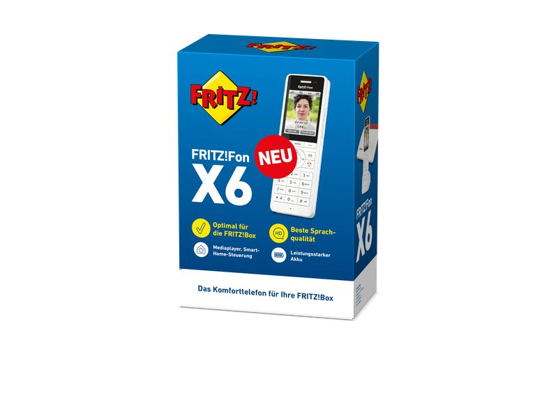 AVM Mobilteil FRITZ!Fon X6 Weiss Das Multitalent für Telefonie und Smart Home