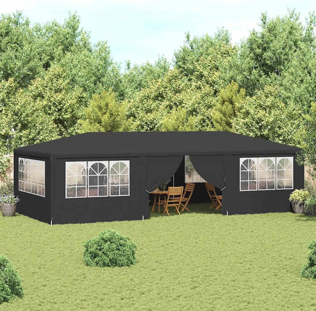 vidaXL Profi Partyzelt mit Seitenwänden UV-beständig Wasserbeständig Pavillon Festzelt Gartenpavillon Gartenzelt Garten Bierzelt 4x9m Anthrazit 90g/m²