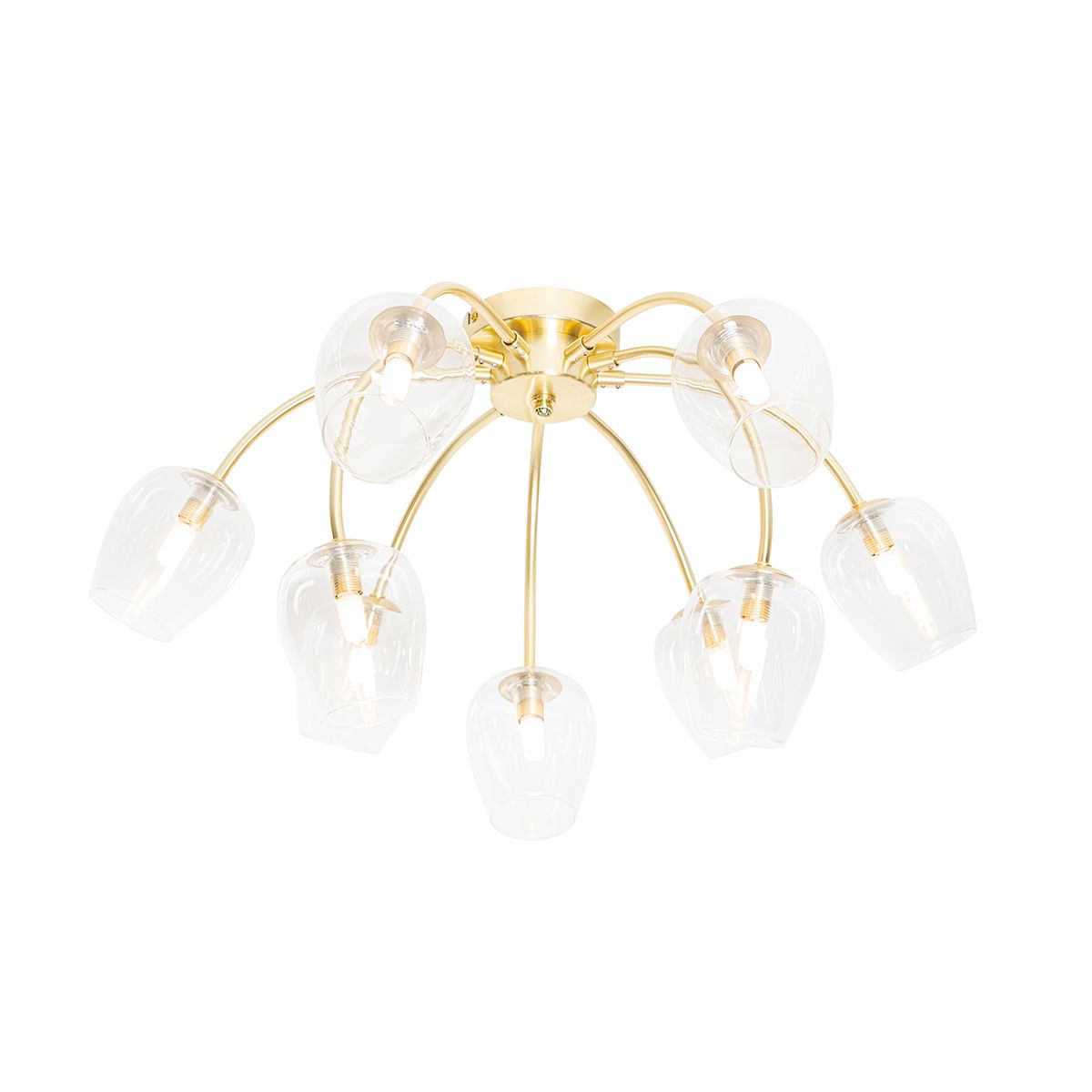 Klassieke plafondlamp goud met glas 9-lichts - Elien