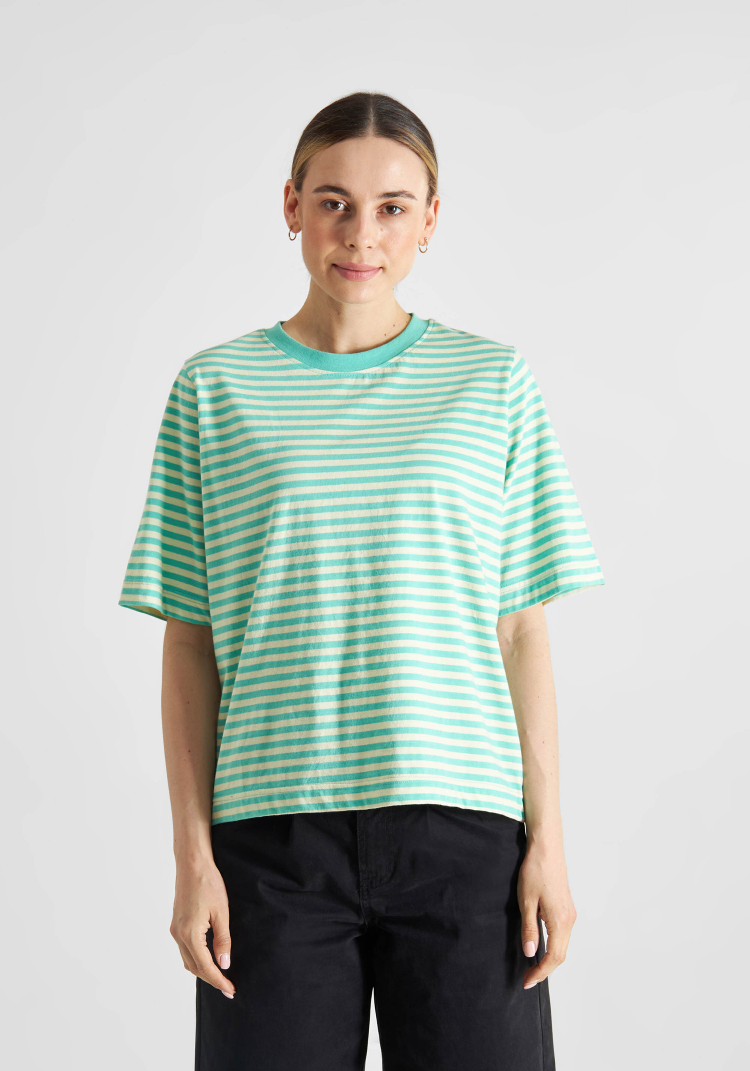 Dedicated T-Shirt Vadstena Stripes Pool Blue