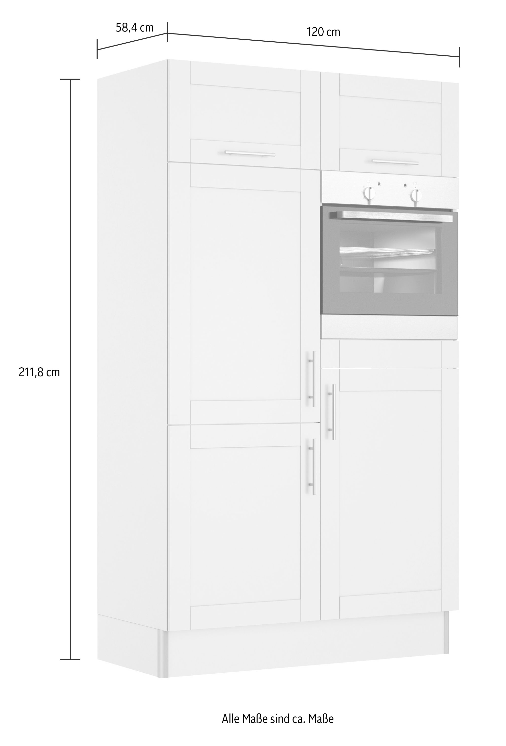 KOCHSTATION Küche »KS-Ahus, Back-/Kühlmodul« Breite 120 cm, wahlw. mit E-Geräten, Soft Close Funktion, MDF Fronten