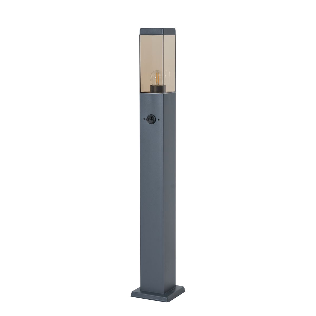 Buitenlamp donkergrijs met smoke glas 80cm IP44 met stopcontact en bewegingssensor - Malios
