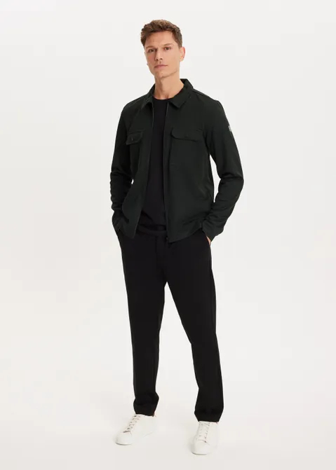 Overshirt met rits pique groen (GRN.D)