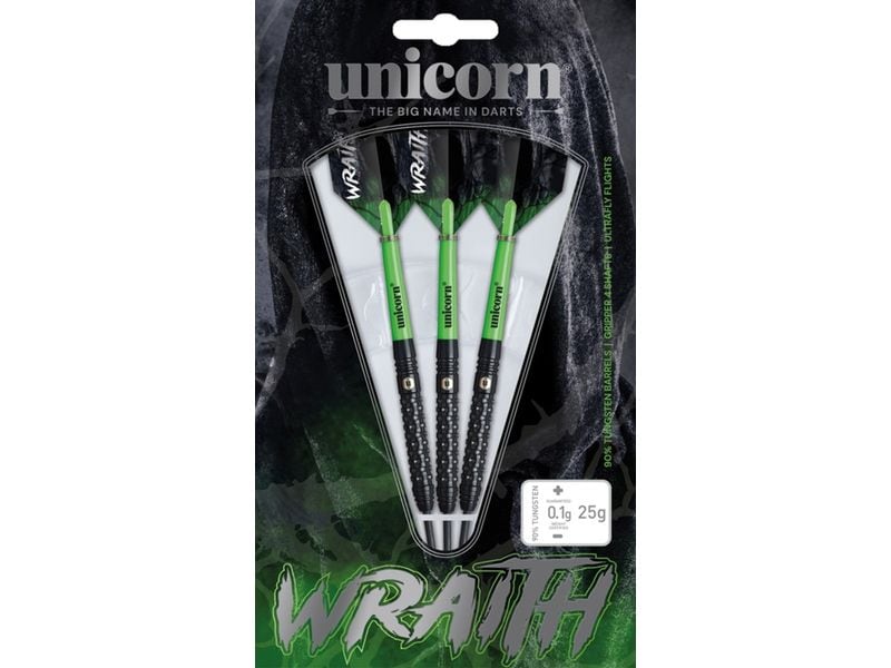 Unicorn Dartpfeile Wraith 25G 3er-Pack, Grün/Schwarz Dartpfeile mit Stahlspitzen