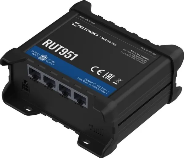 Teltonika RUT951 - Trådløs router - WWAN 3-port switch 2,4 GHz - 3G, 4G - DIN monterbar på skinne, overflademonterbar