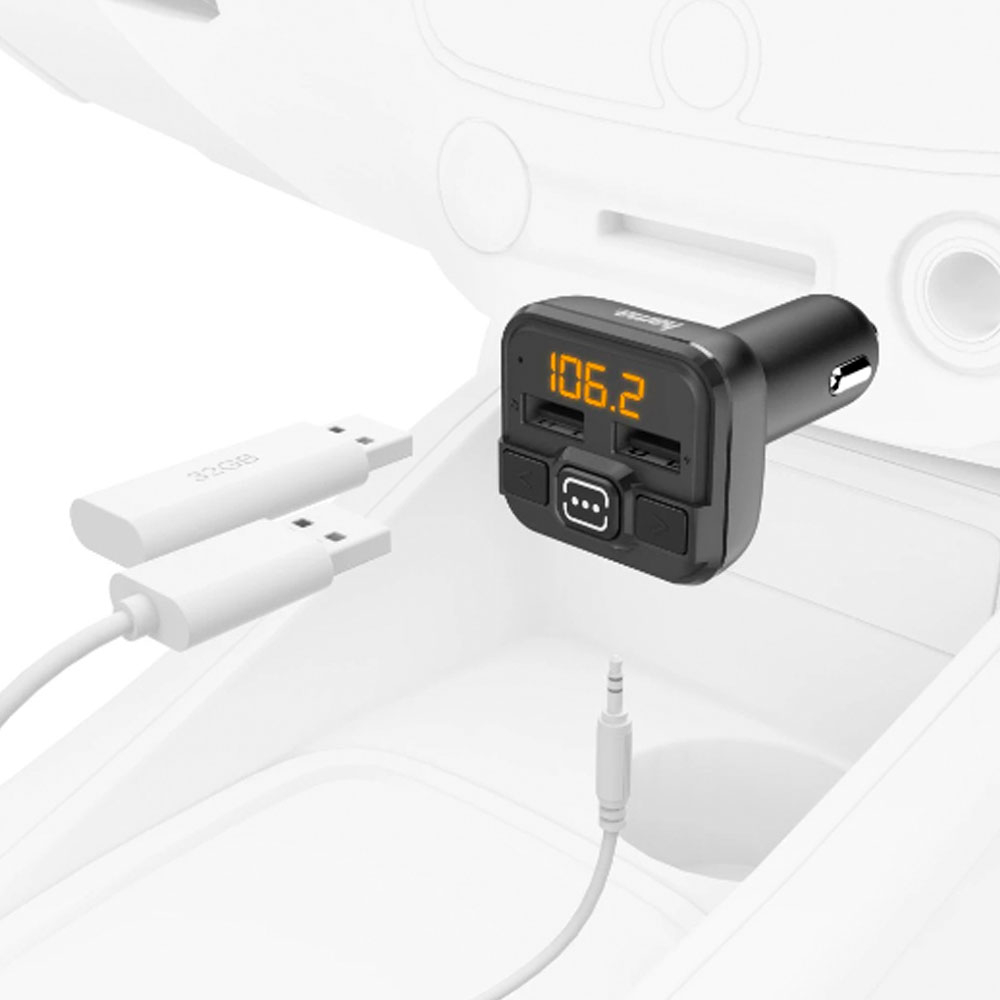 (2.4A) Auto FM Audio Dual USB Transmitter mit AUX-IN / USB-IN (00014163) - Schwarz