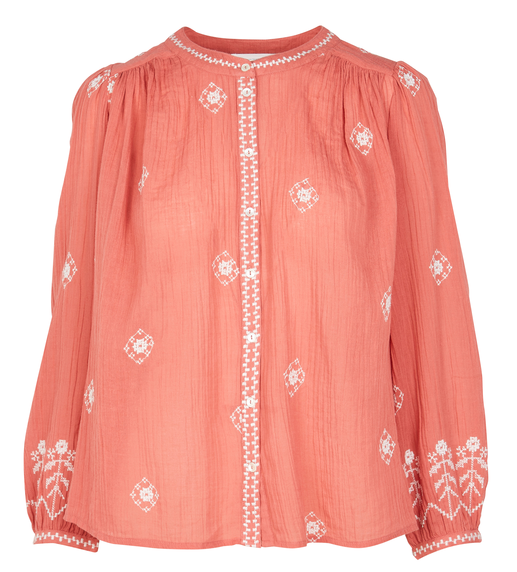 DUHA - Blouse droite brodée en coton | Rose
