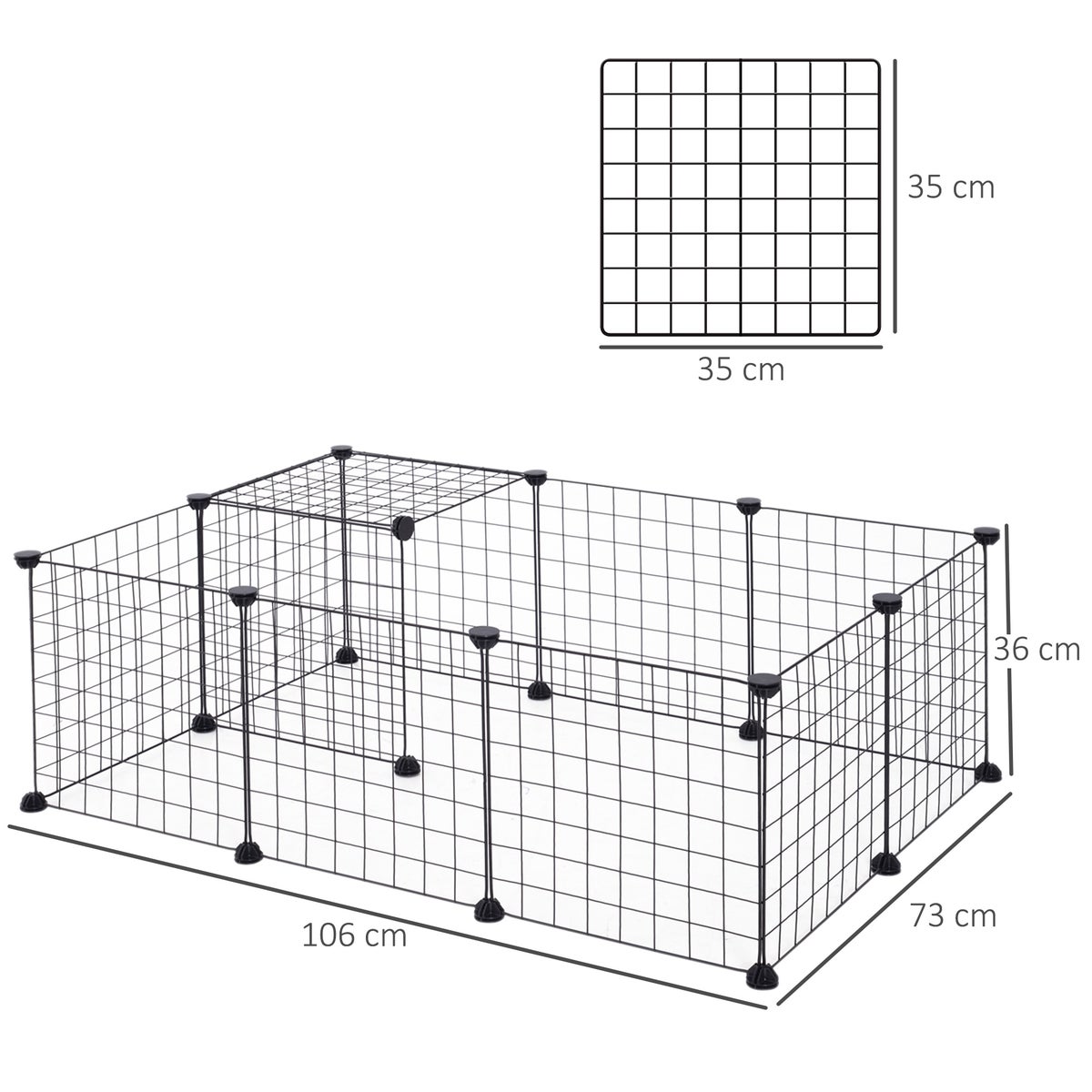 PawHut gaasomheining, buitenren, 106 x 73 x 36 cm, metaal, zwart