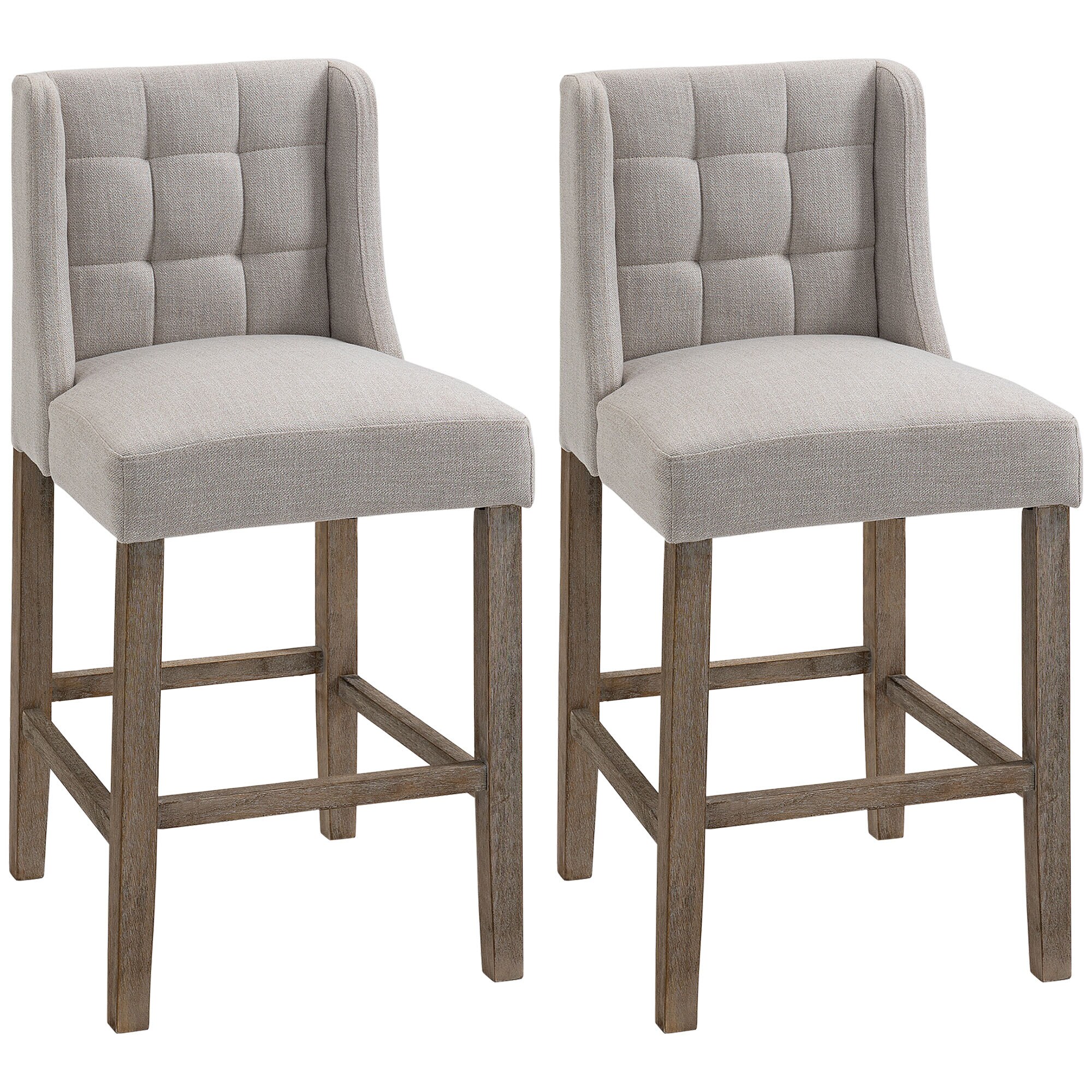 HOMCOM Barhocker 2-er Set, Gebogene Federn Beige 47 x 50 x 101 cm (BxTxH)