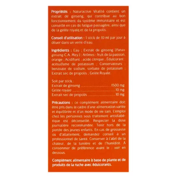 Naturative Vitality Liquid Stick Sabor Laranja - 20 sachês