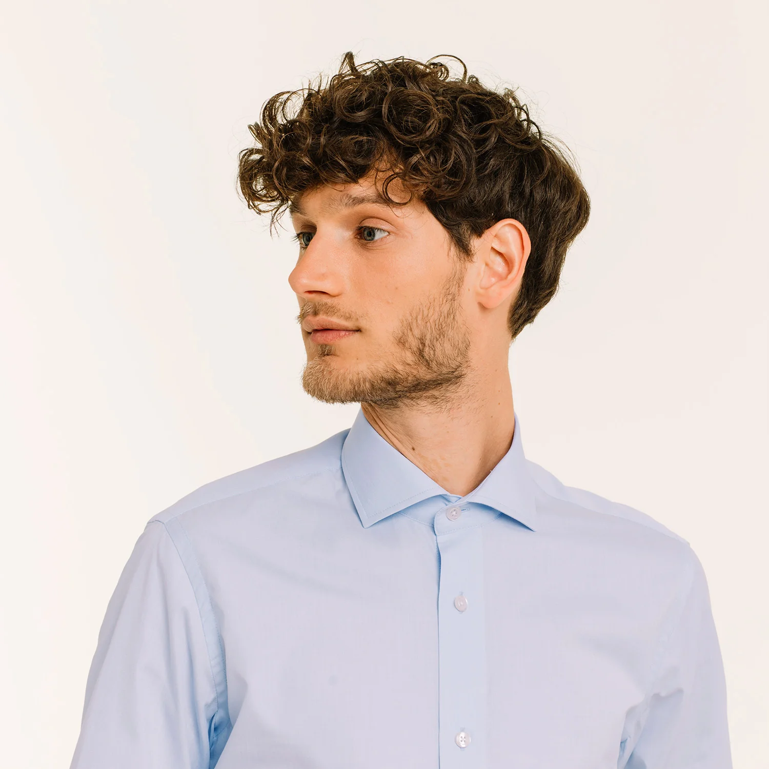 Sky blue double-twisted thread-on-fil shirt