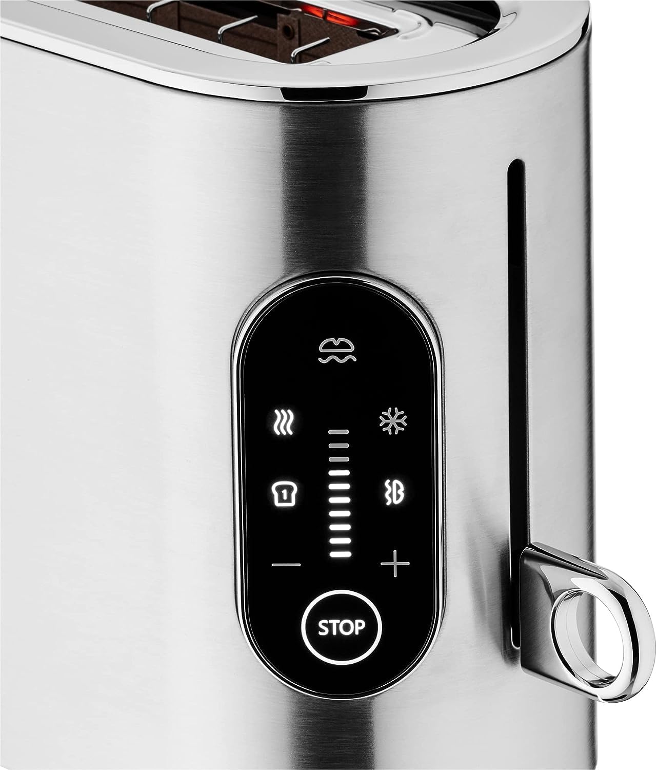 WMF Lumero Toaster 2 Scheiben, Langschlitz mit Brötchenaufsatz, XXL, Einseitiges Toasten, 1-Scheiben-Taste, 10 Bräunungsstufen, Toaster edelstahl matt