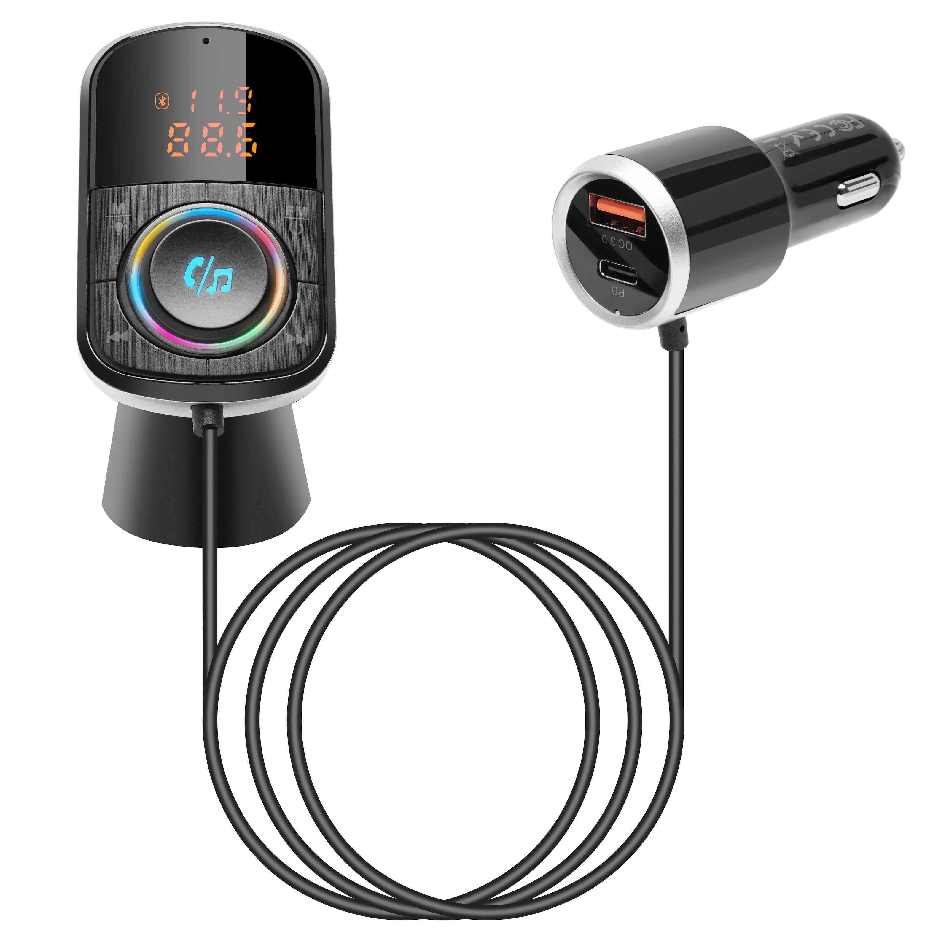 Linocell FM-sender med Bluetooth og hurtiglading