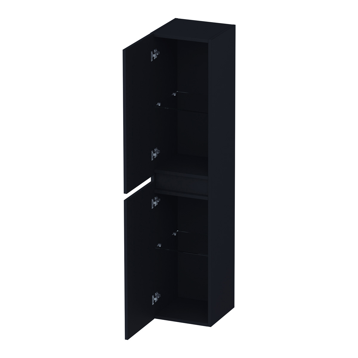 Brauer Joy Wavy hoge kast ribbelfront 160cm zwart mat