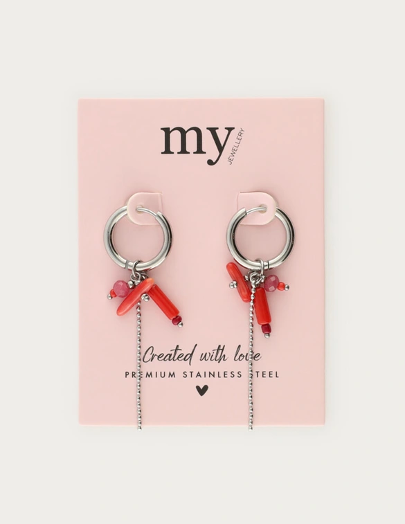 My Jewellery Sunrocks oorringen met rode stenen MJ12741